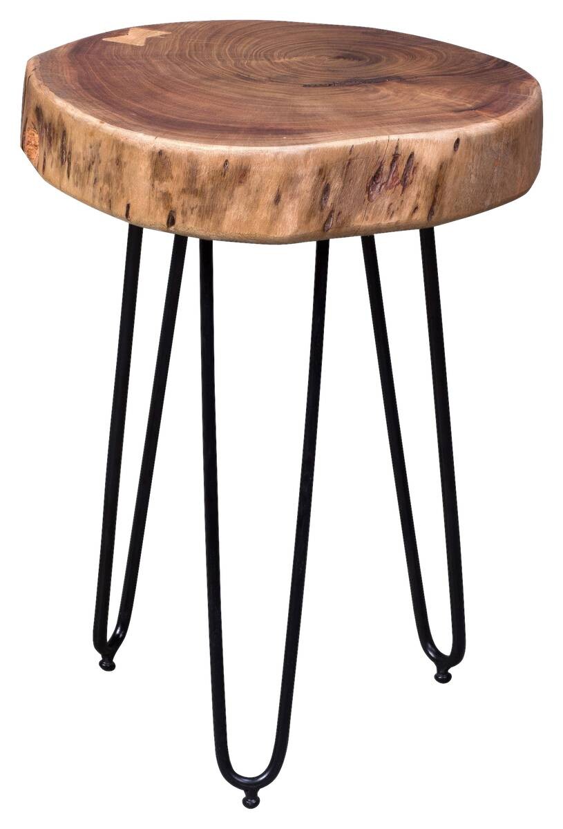 Beistelltisch natur schwarz Akazie Metall B/H/T: ca. 35x45x35 cm