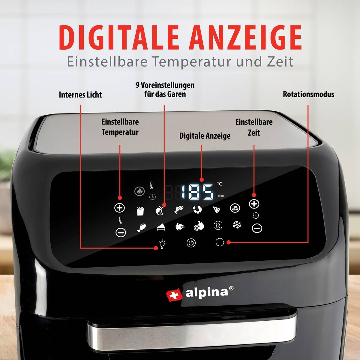 alpina Heißluftfritteuse 871125219568 schwarz Kunststoff ca. 2 l