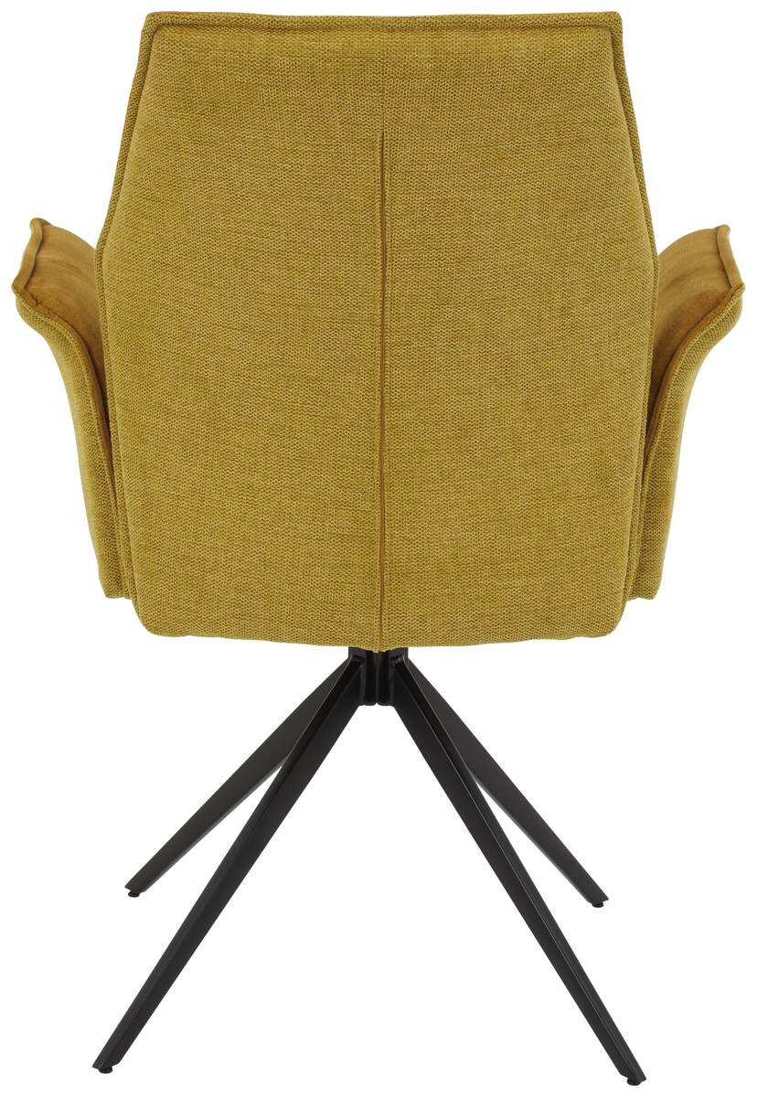 Armlehnstuhl 4er Set SUSANNE gold Vintage schwarz Webstoff Microfaser Metall B/H/T: ca. 65x92x64 cm