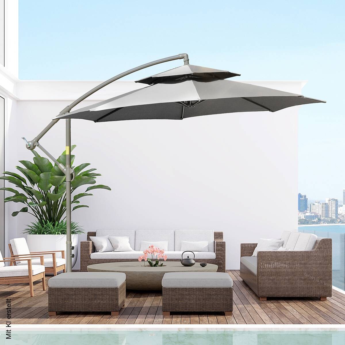 Outsunny Sonnenschirm hellgrau Polyester H/D: ca. 245x267 cm