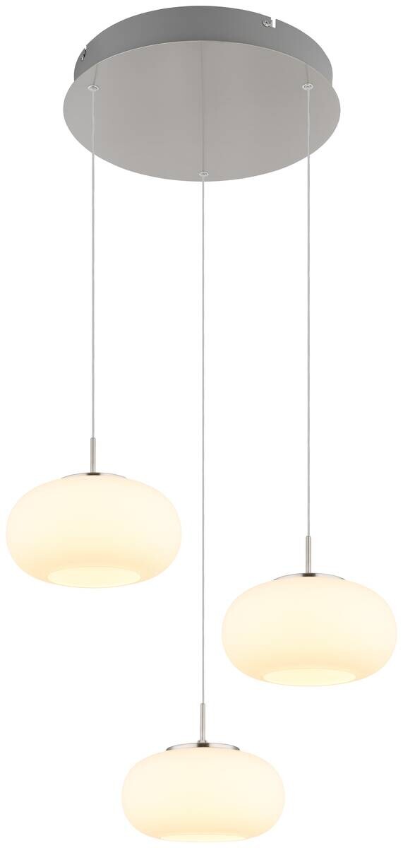 GLOBO LED-Pendelleuchte nickel matt transparent Opal Glas Metall H/D: ca. 150x49 cm 1.0 Brennstellen