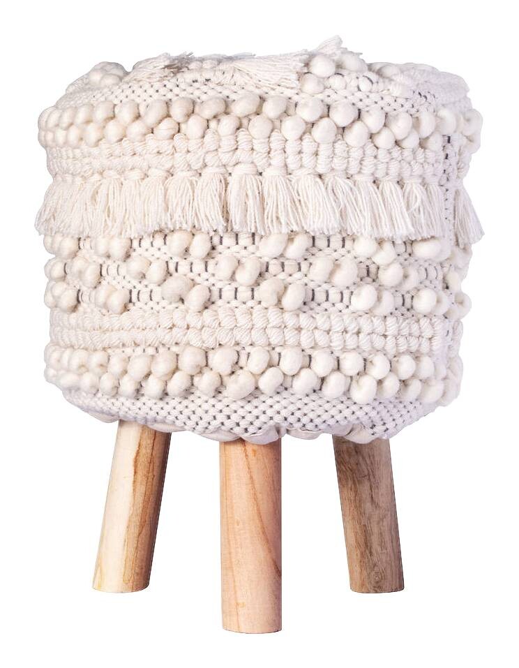 360 Living Hocker Bohist 300 natur Baumwolle Holz H/D: ca. 50x38 cm