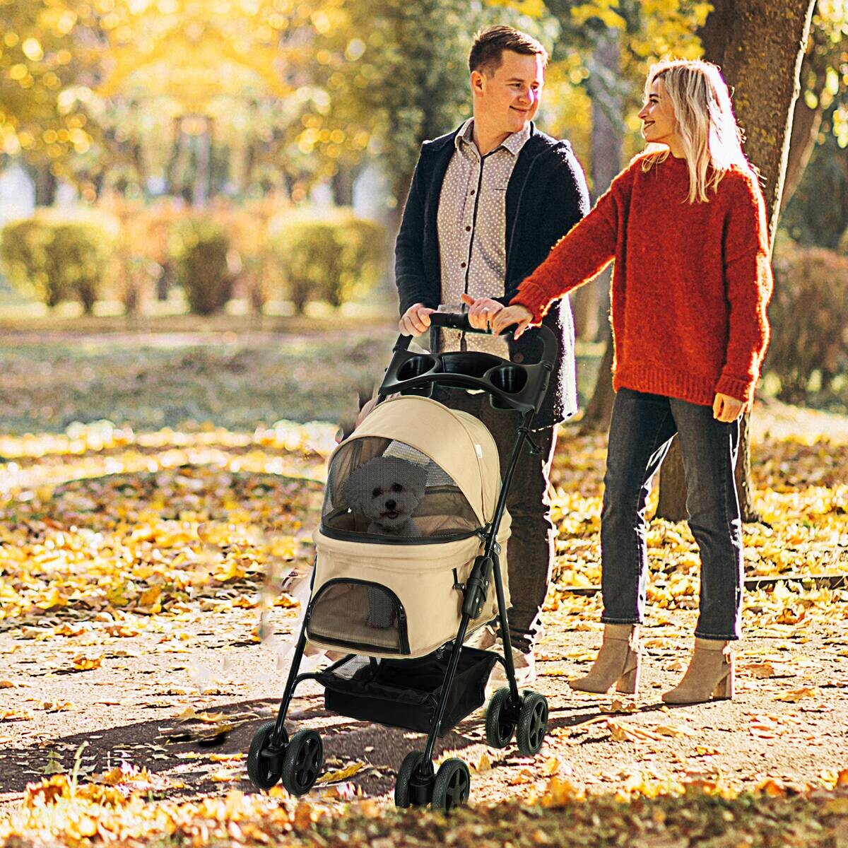 PawHut Hunde-Zubehör khaki Polyester B/H/L: ca. 45x67x96 cm