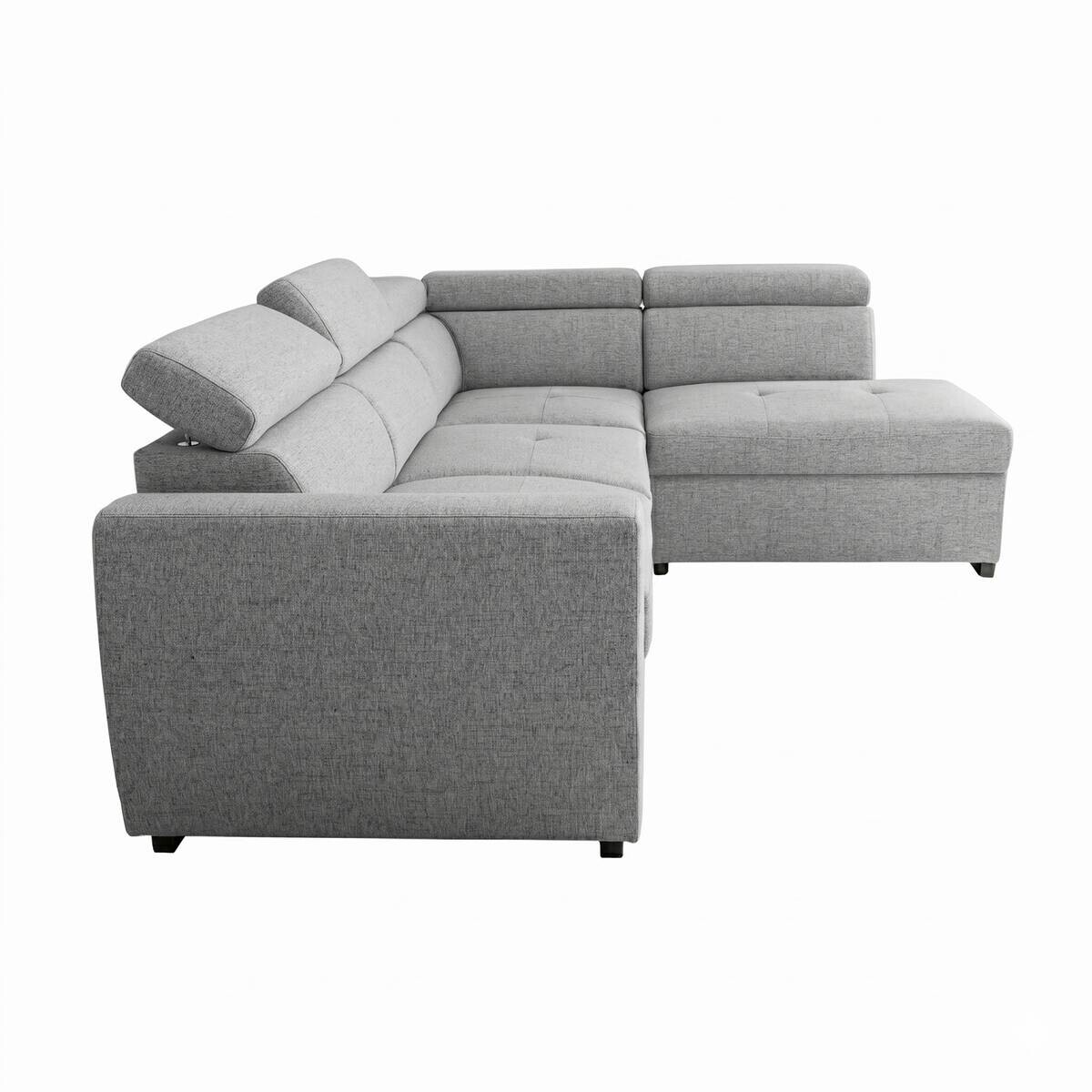Ecksofa mit Bettfunktion und Bettkasten hellgrau Webstoff B/H/T: ca. 245x184x87 cm