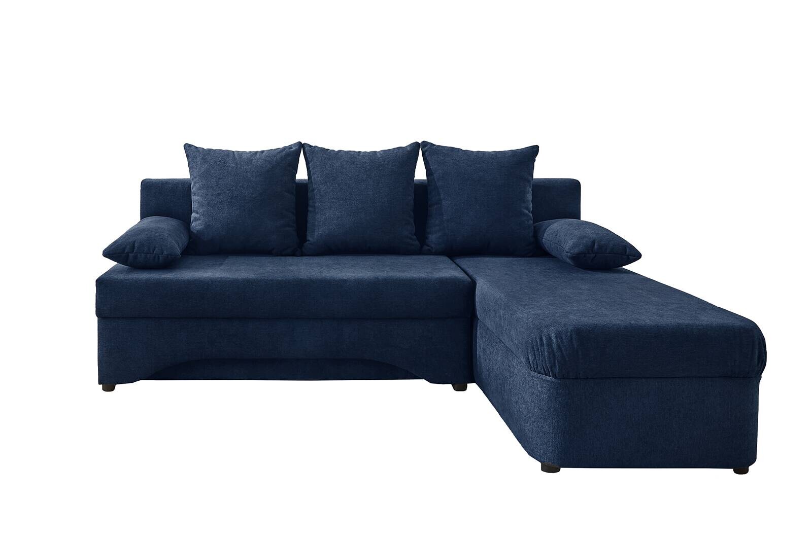 Ecksofa mit Bettfunktion und Bettkasten dunkelblau Microfaser B/H/T: ca. 191x70x142 cm