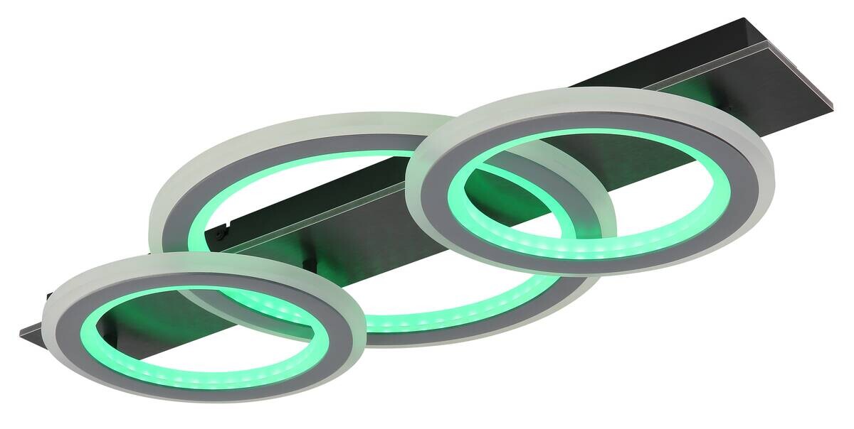 GLOBO LED-Deckenleuchte Opal mattschwarz grau Acryl Metall Kunststoff B/H/L: ca. 37x8x73 cm 1 Brennstellen