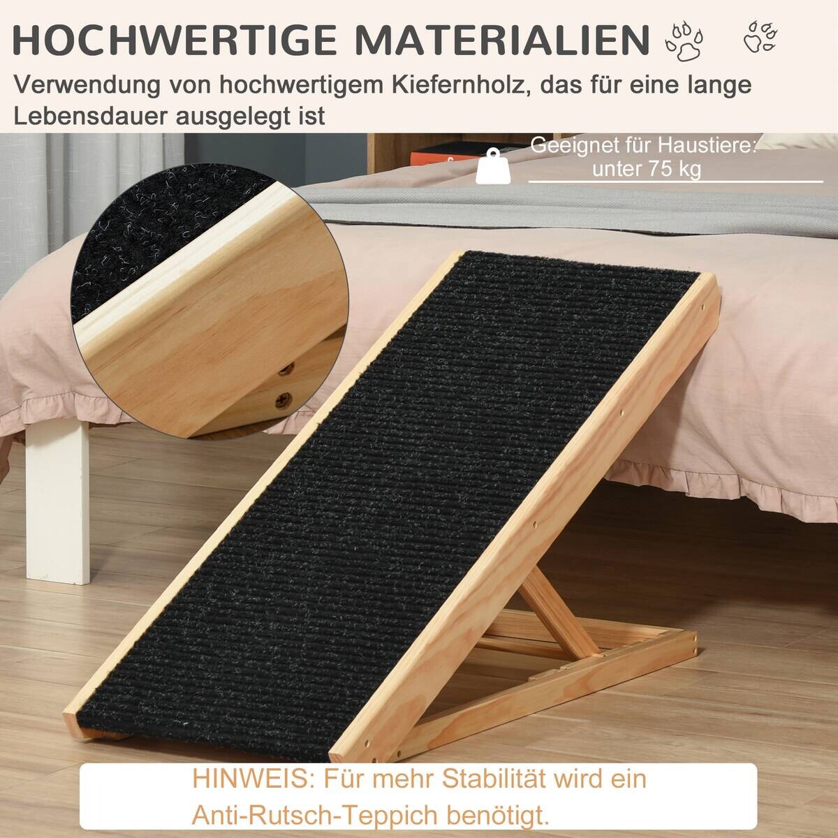 PawHut Haustierrampe, verstellbar natur Edelstahl B/H/L: ca. 40x90x61 cm