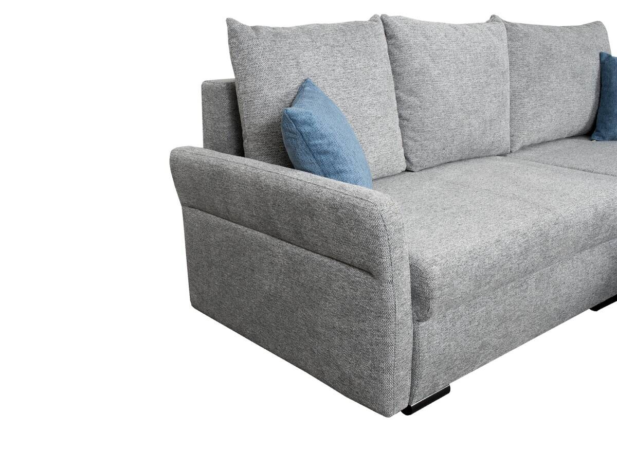 Ecksofa mit Bettfunktion und Bettkasten grau Webstoff B/H/T: ca. 218x90x168 cm