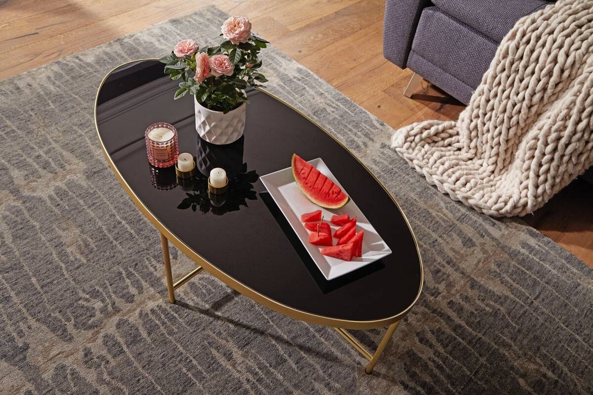 Couchtisch gold schwarz B/H/T: ca. 110x40x56 cm