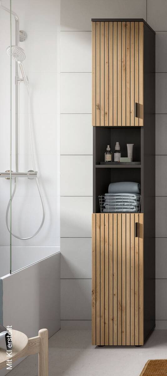 Badhochschrank Mone Basalt Nachbildung Artisan Oak Nachbildung B/H/T: ca. 30x192x30 cm