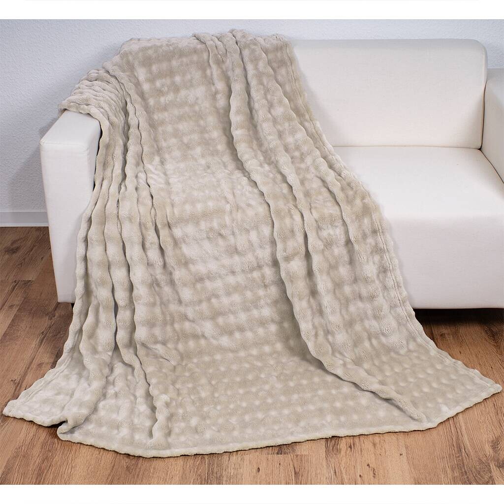 Wohndecke beige Polyester B/L: ca. 150x200 cm