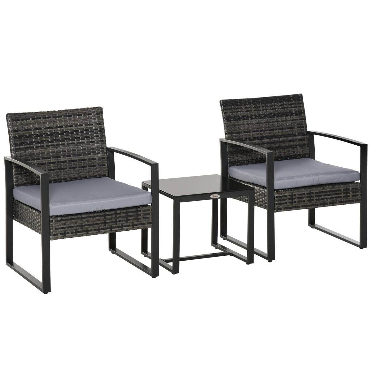 Outsunny Sitzgruppe grau Polyrattan B/H/L: ca. 57x63x76 cm