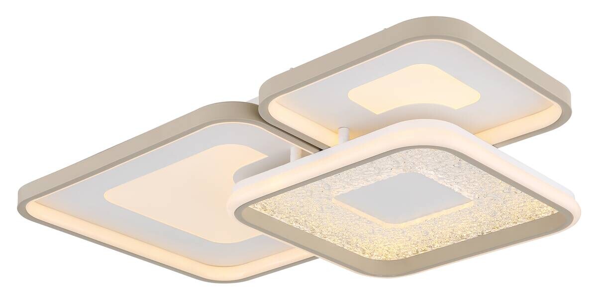 GLOBO LED-Deckenleuchte sand weiß Opal Metall Kunststoff B/H/L: ca. 45,5x10x65 cm 1 Brennstellen
