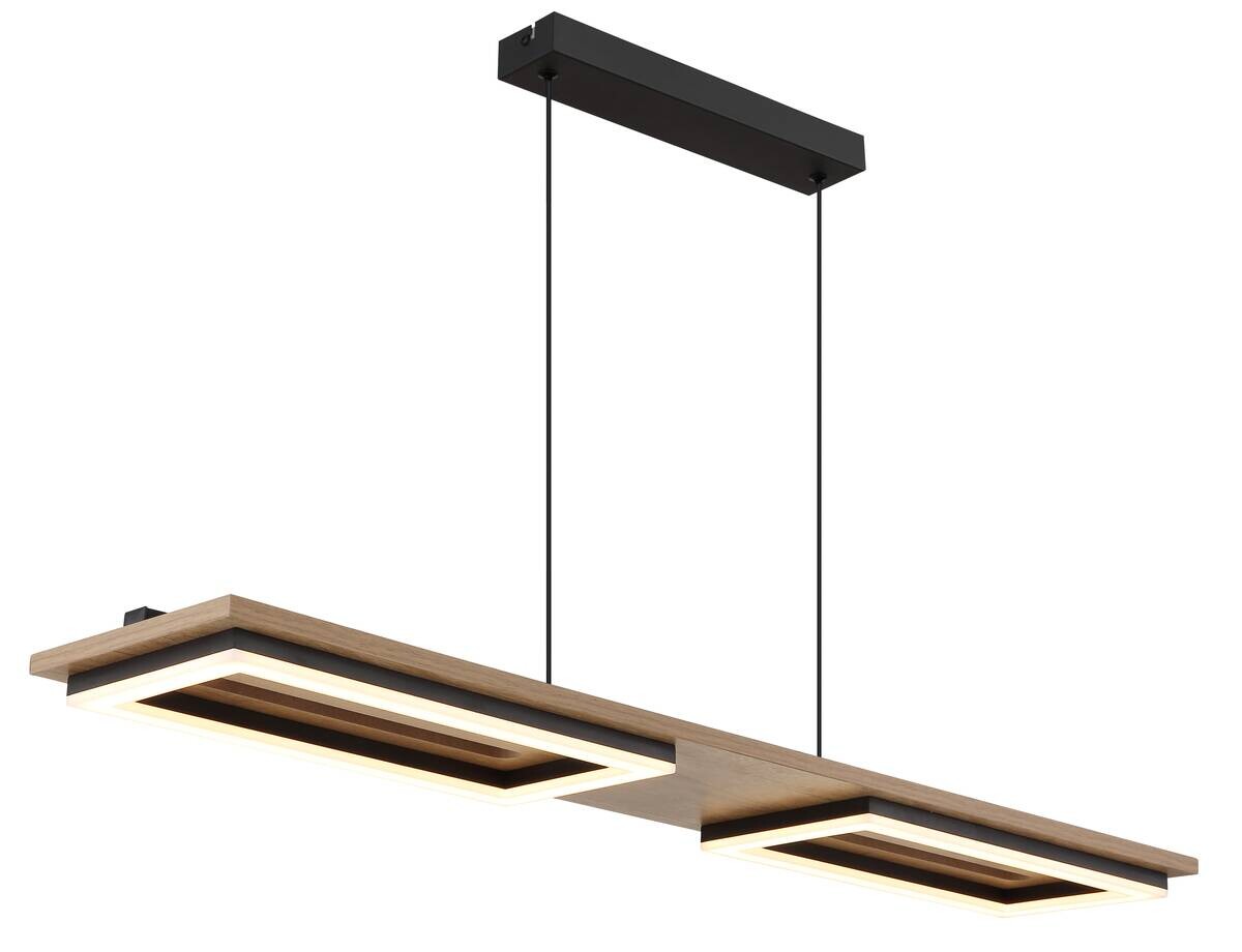 GLOBO Pendelleuchte dunkelbraun Opal schwarz Kunststoff Metall MDF B/H/L: ca. 18x120x90 cm 1 Brennstellen