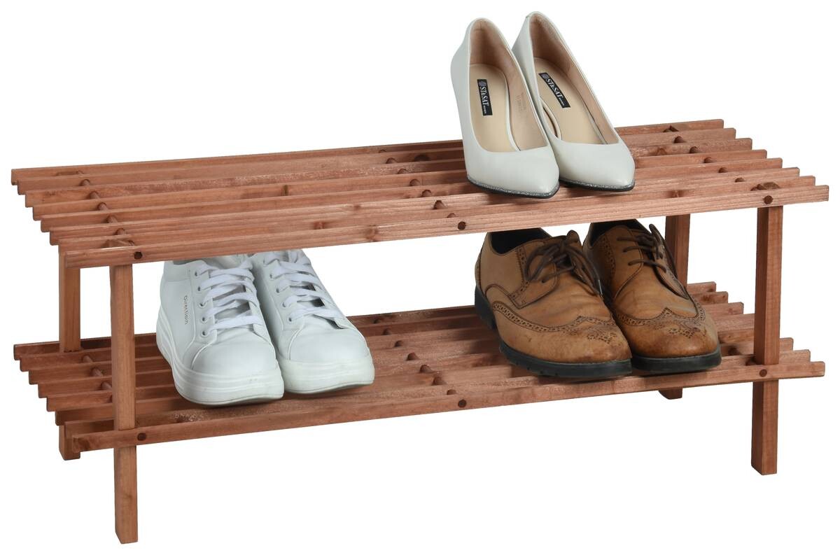 Schuhregal natur Holz B/H/L: ca. 26x29x74 cm