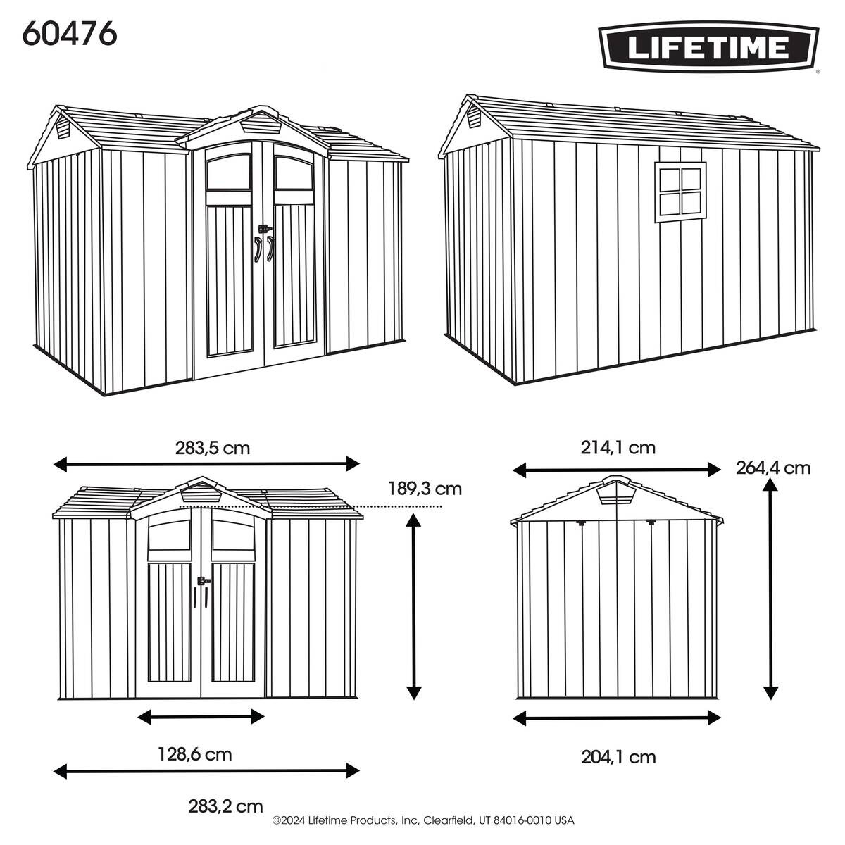 Lifetime Gerätehaus Ohio grau B/H/L: ca. 283,5x264,4x214,1 cm