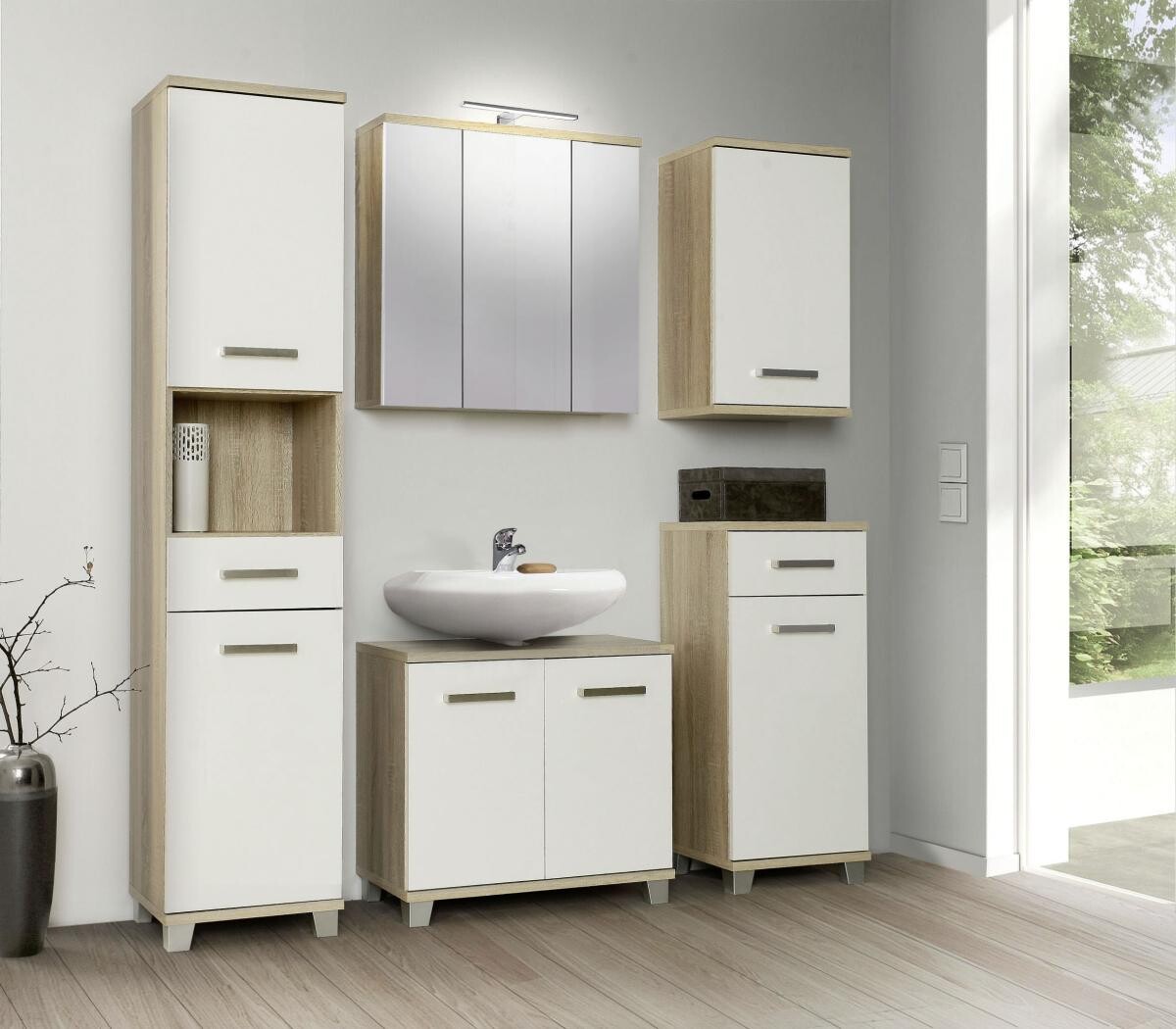 Spiegelschrank Eiche Sonoma Nachbildung B/H/T: ca. 68,6x68,1x20 cm