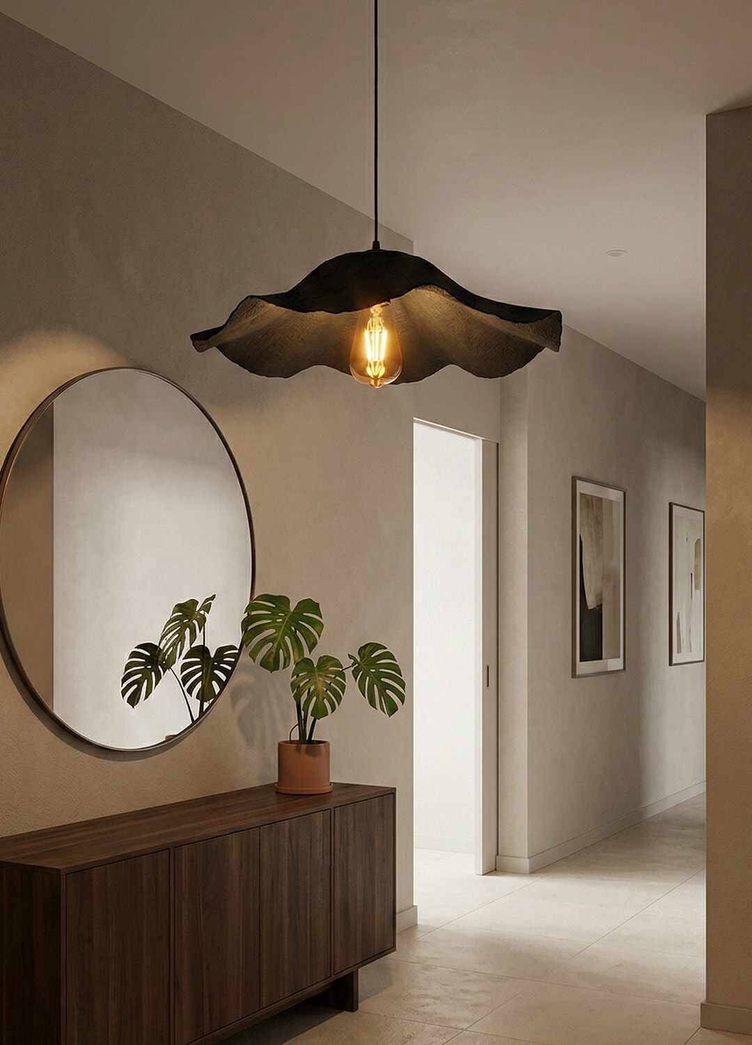 Opviq Pendelleuchte schwarz Kunststoff B/H/T/L/D: ca. 38x75x38x38x38 cm E27 1 Brennstellen