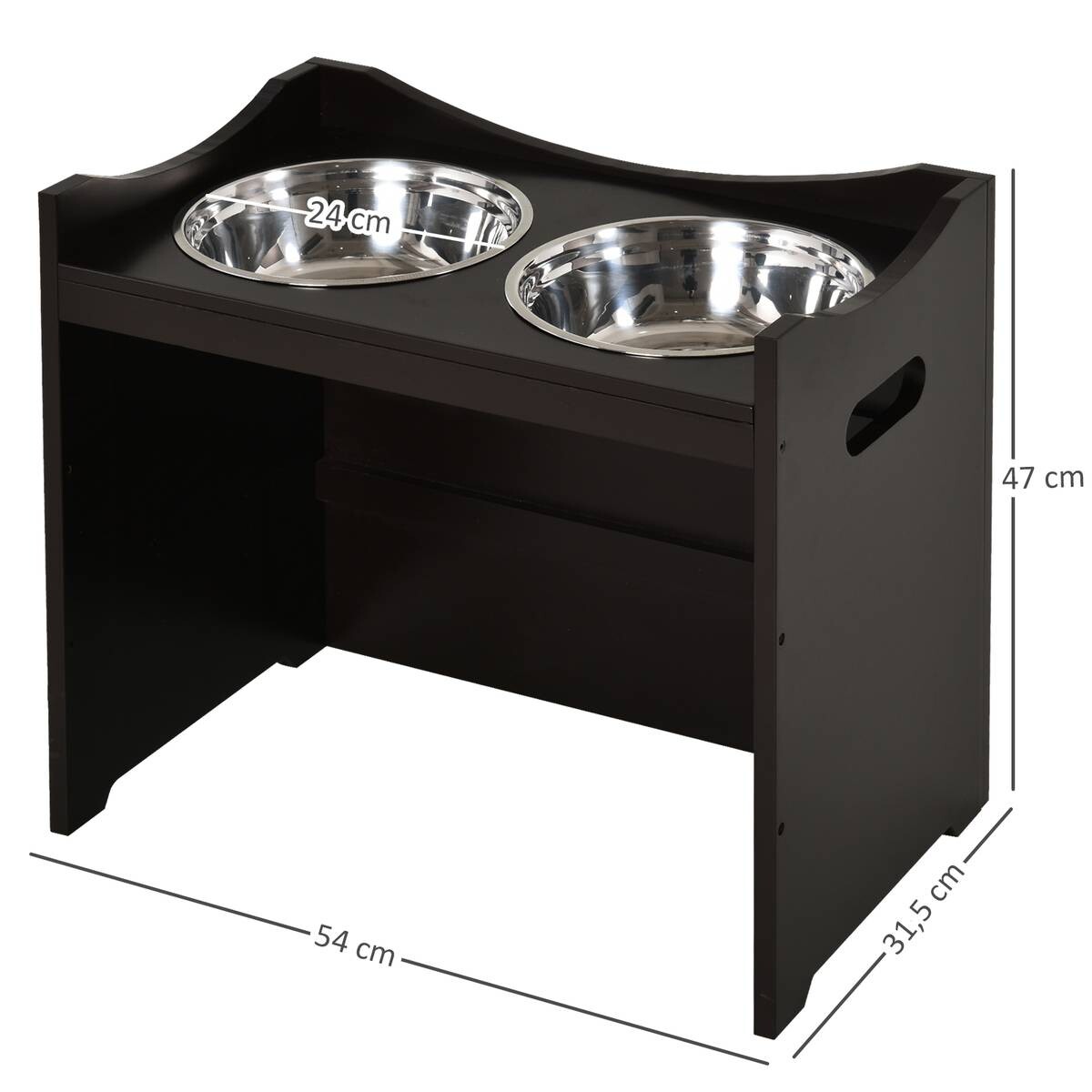 PawHut Futterstation dunkelbraun MDF B/H/T: ca. 54x47x32 cm