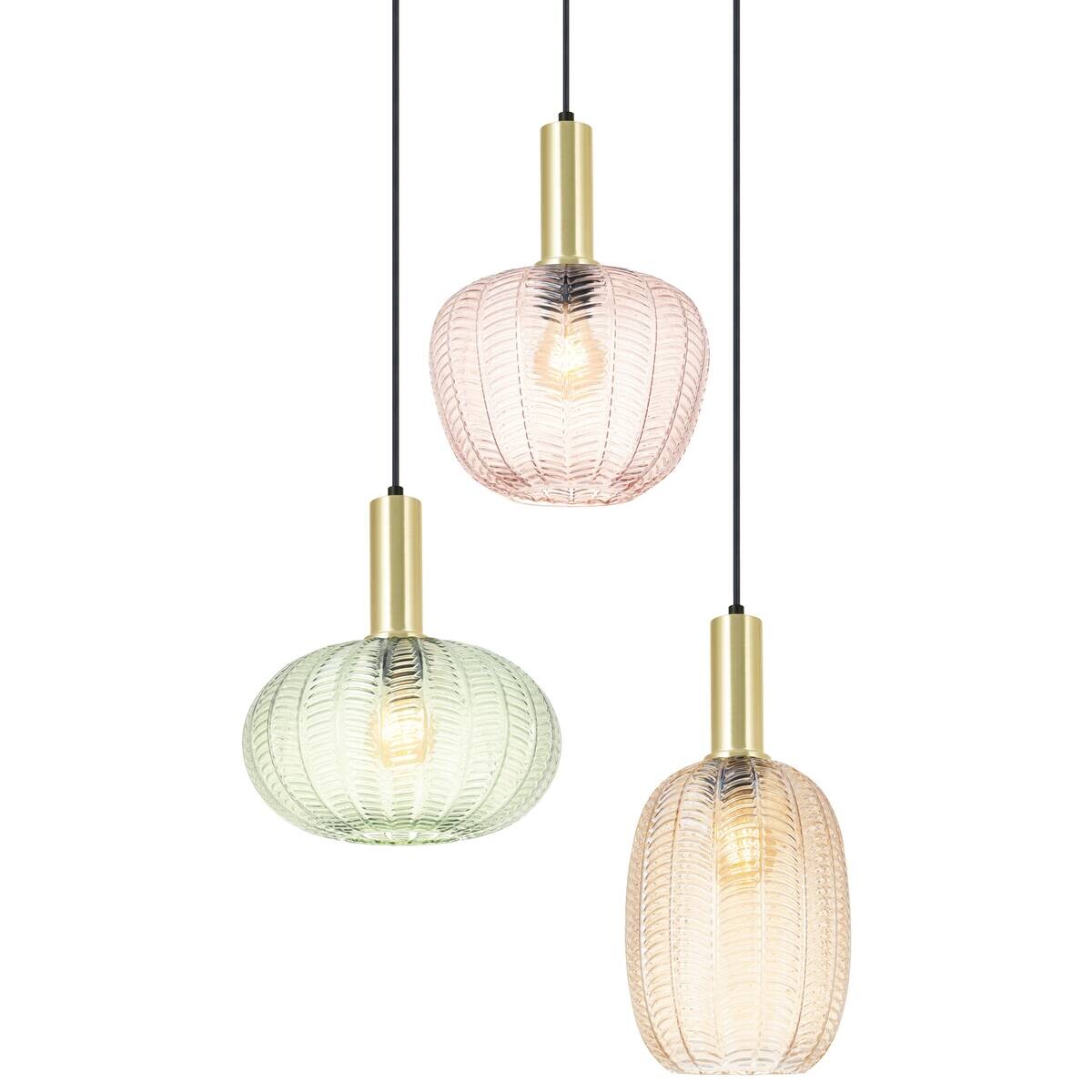 Pendelleuchte bunt Glas H/D: ca. 120x45 cm E27 3 Brennstellen