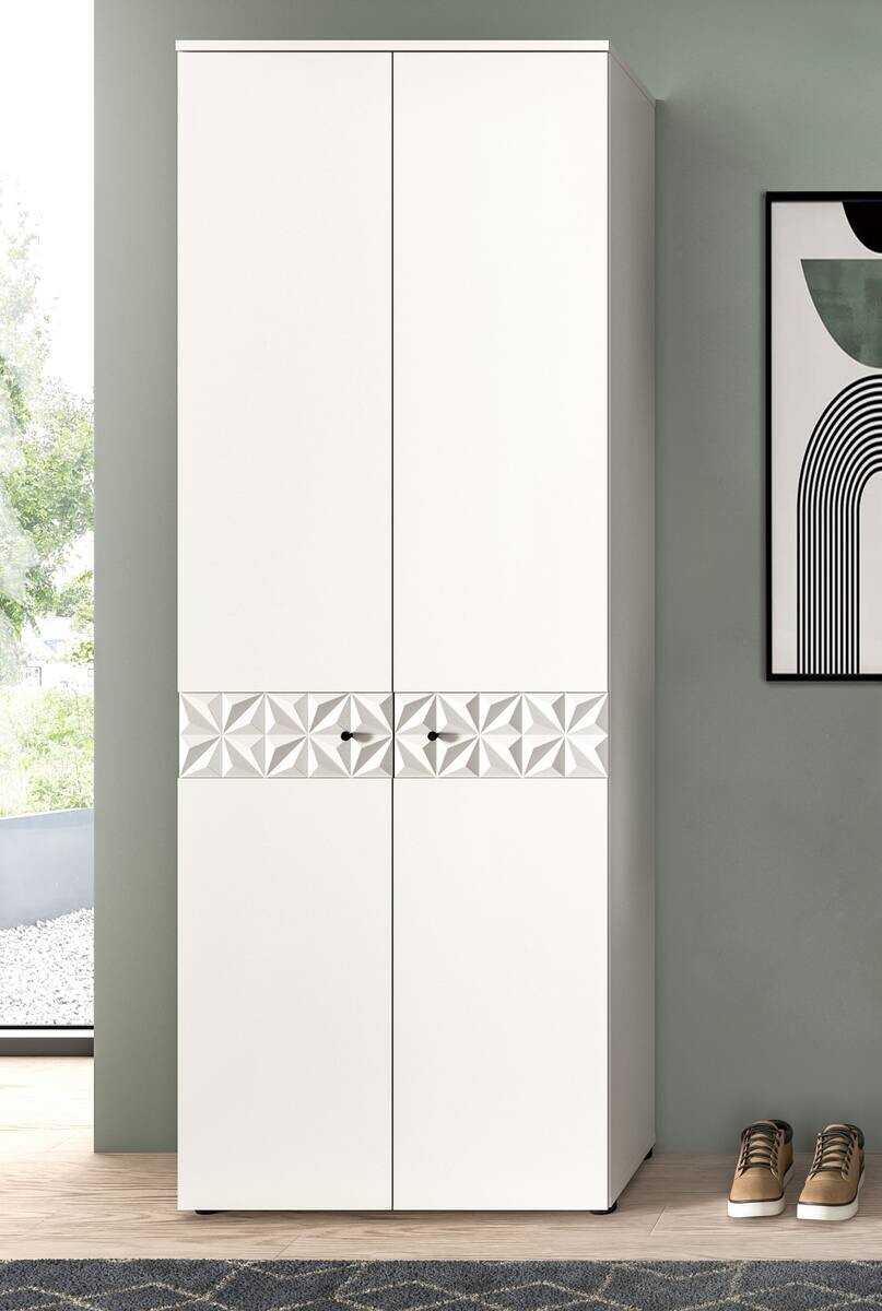 Garderobenschrank Prisma weiß weiß Hochglanz B/H/T: ca. 70,2x192x34,8 cm