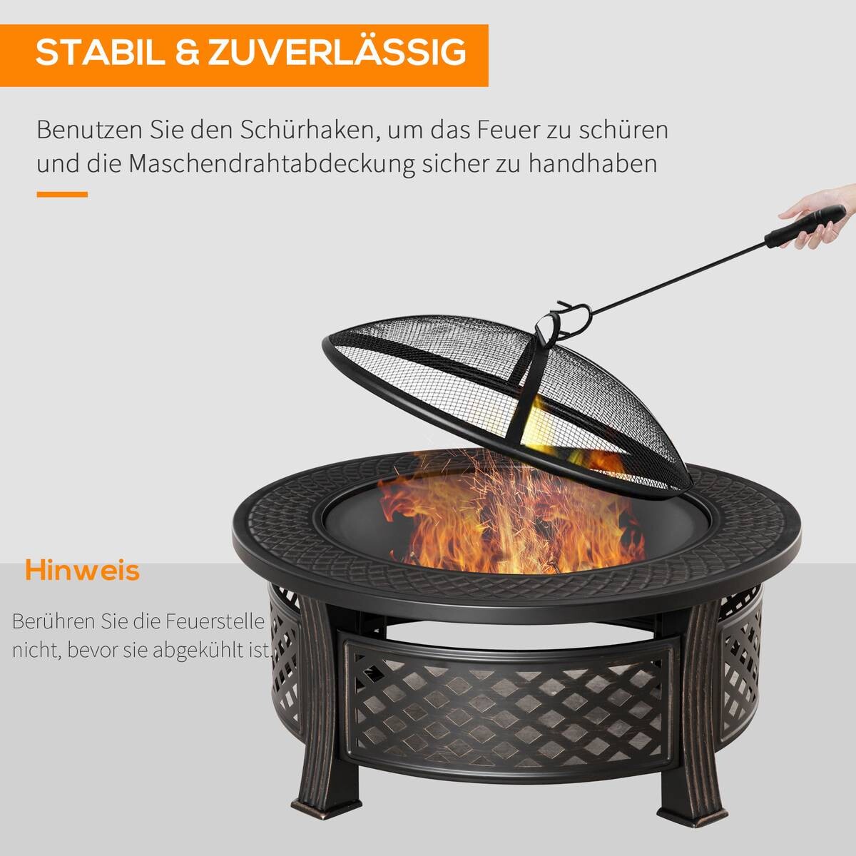 Outsunny Feuerschale schwarz Polyester B/H/L: ca. 81x50x81 cm