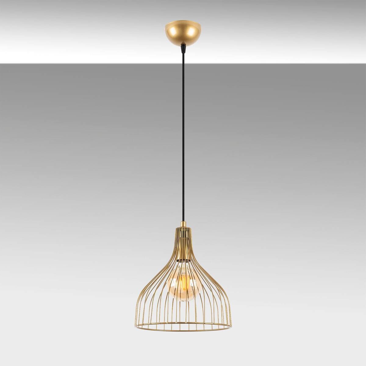 Opviq Pendelleuchte Cafu gold B/H/L: ca. 25x123x25 cm E27 1 Brennstellen