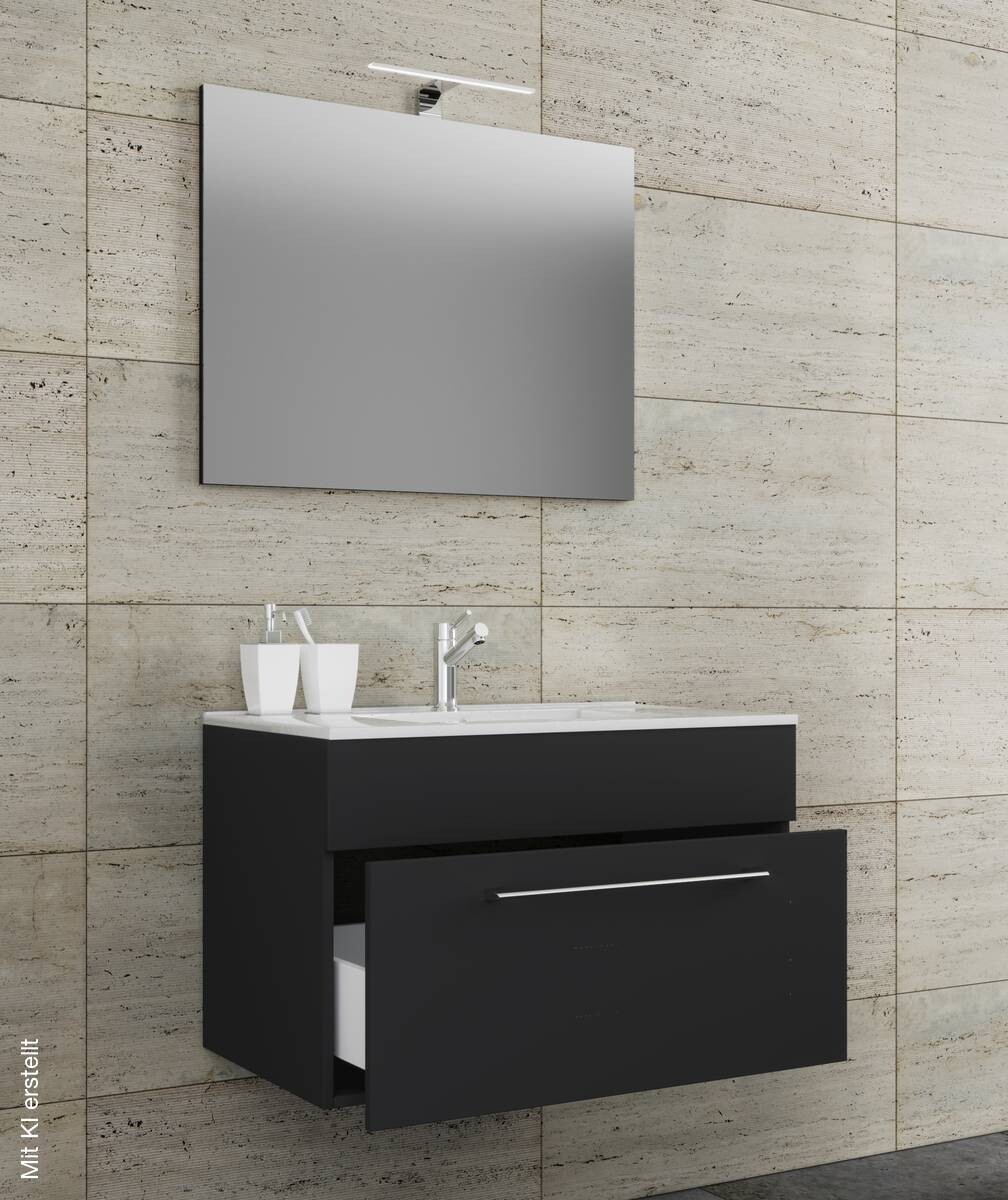 Waschplatz 3tlg-Badinos schwarz B/H/T: ca. 60x17x46 cm