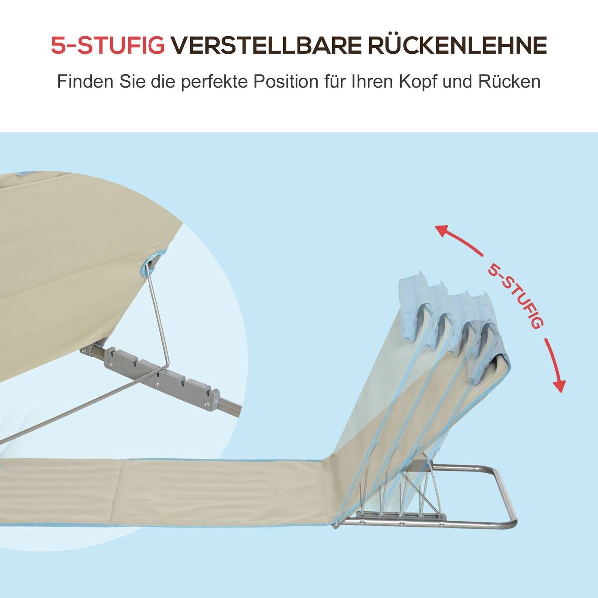 Outsunny Strandliege 2er Set hellblau Stahl B/H/L: ca. 53x35x124 cm