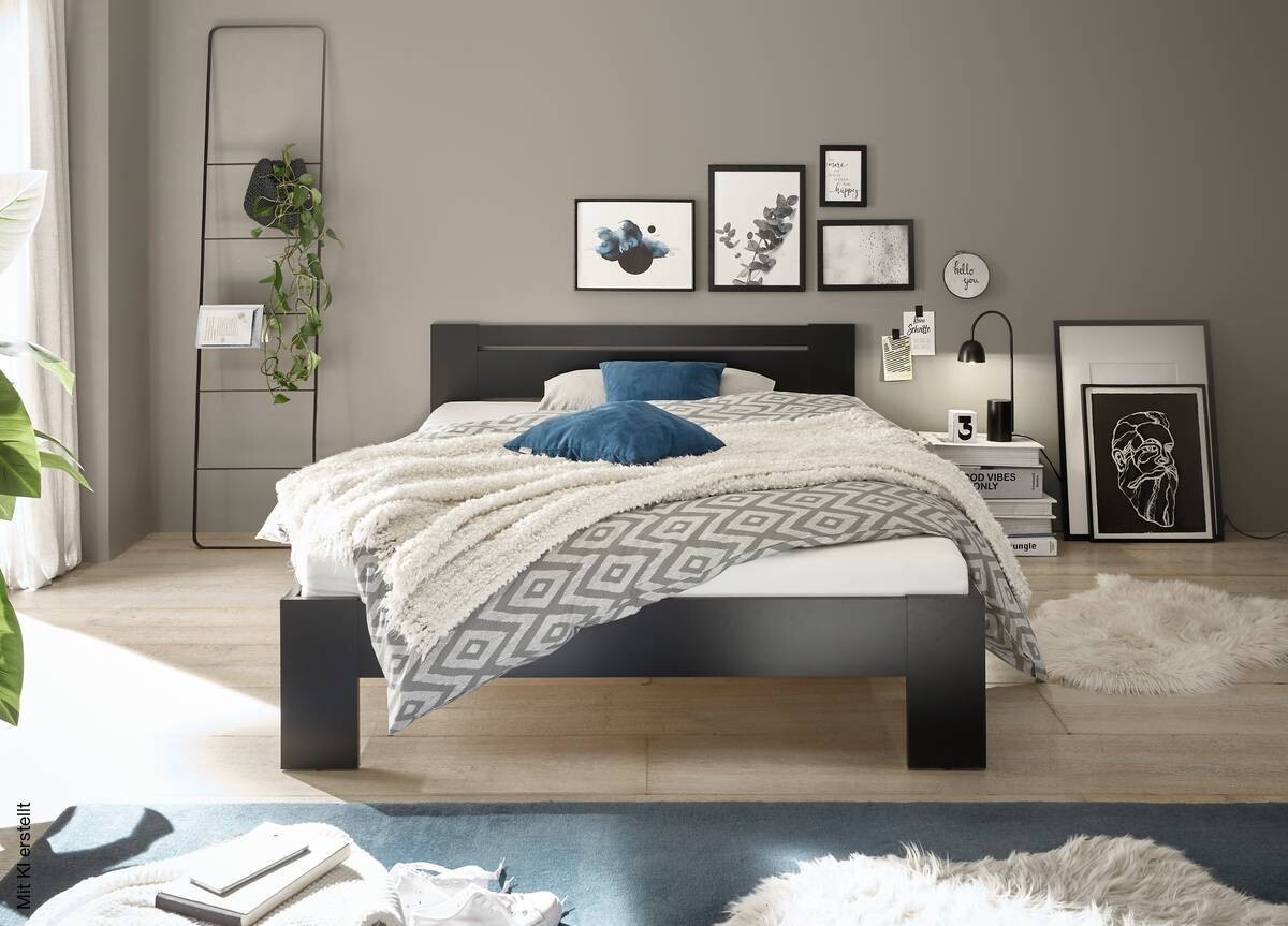 Futonbett Cannes schwarz Liegefläche B/L: ca. 140x200 cm