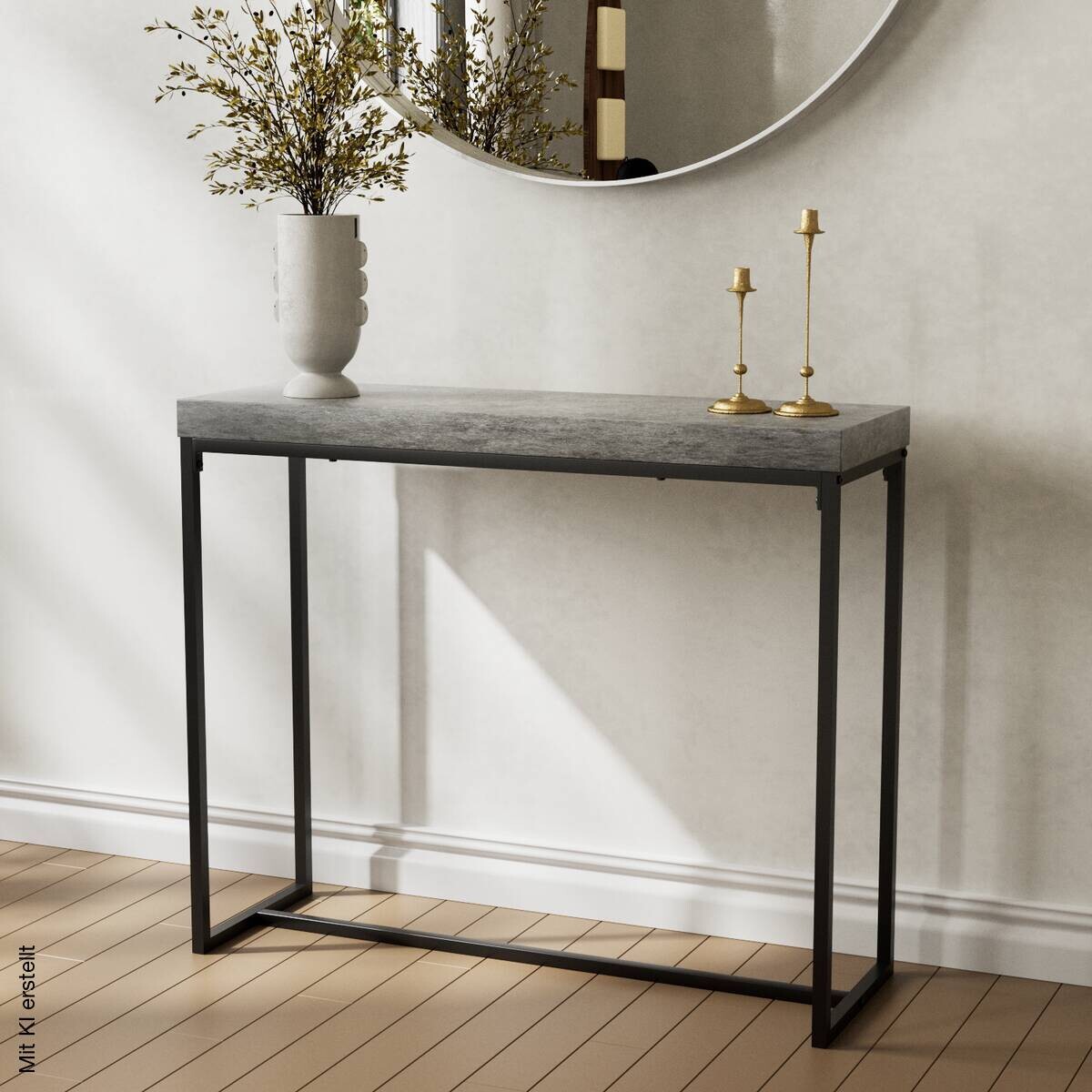 Konsole Birte dunkelgrau Beton Optik schwarz B/H/T: ca. 90x75x30 cm