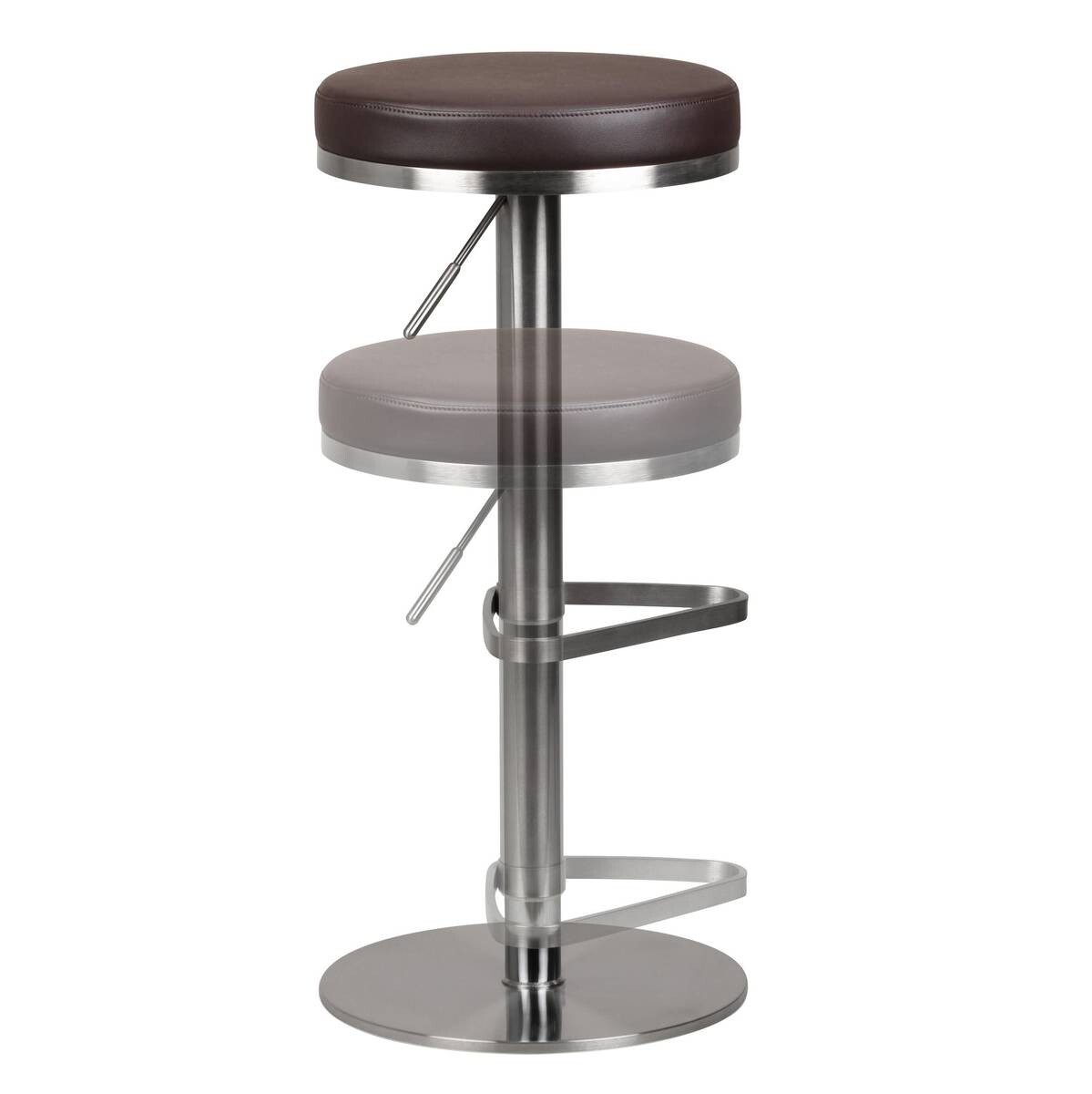 Barhocker dunkelbraun Edelstahl Kunstleder Edelstahl