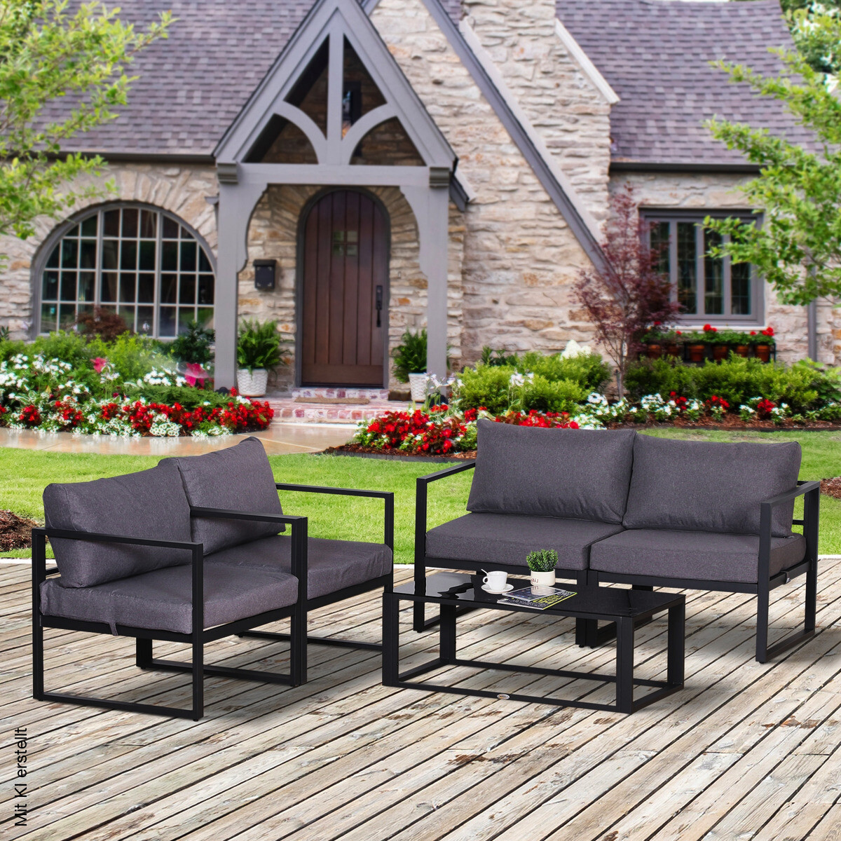 Outsunny Loungeset grau Aluminium
