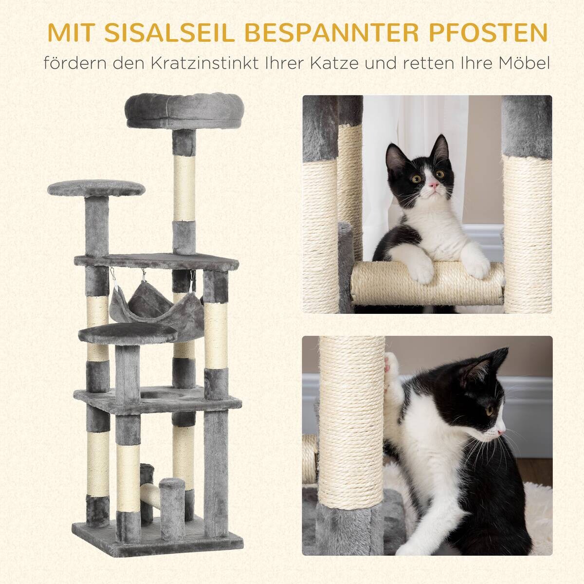 PawHut Katzen-Zubehör grau Edelstahl B/H/L: ca. 40x40x132 cm
