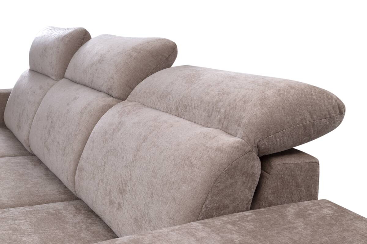 Ecksofa mit Bettfunktion und Bettkasten beige Microfaser B/T: ca. 264x191 cm