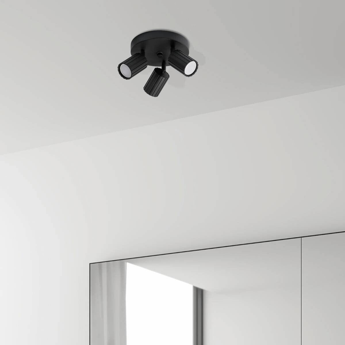 Lamkur Strahler Prisma schwarz Stahl B/H/L: ca. 18x19,5x18 cm 3 Brennstellen