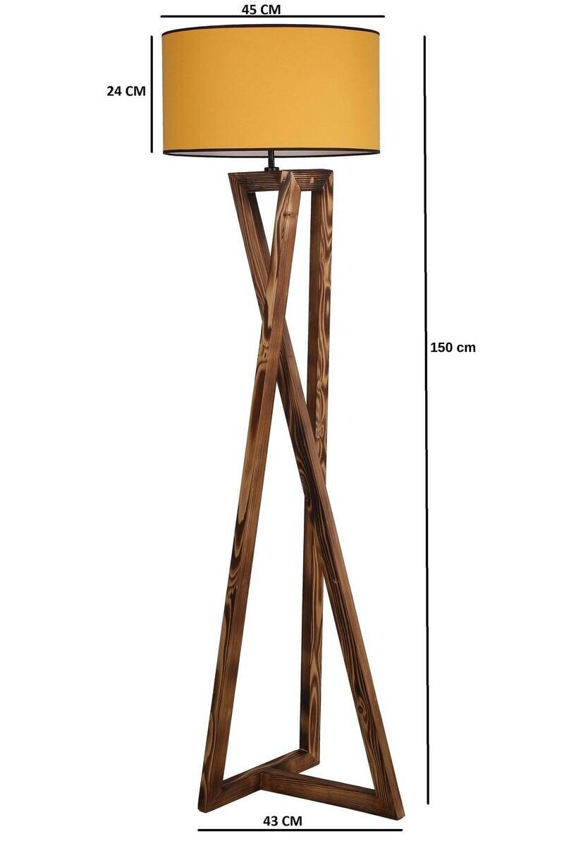 Stehleuchte senf braun Stoff B/H/L/D: ca. 45x150x45x45 cm E27 1 Brennstellen