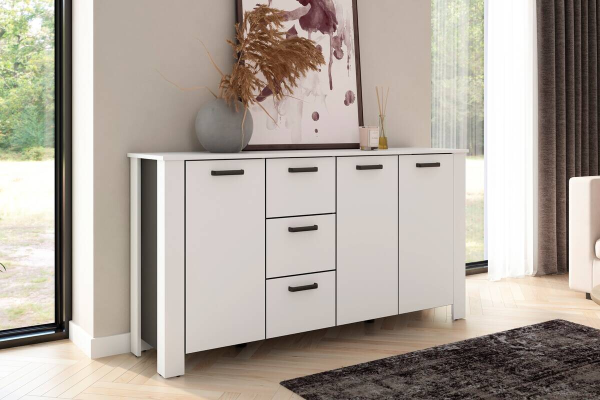 Sideboard FARO weiß schwarz B/H/T: ca. 160x84x40 cm
