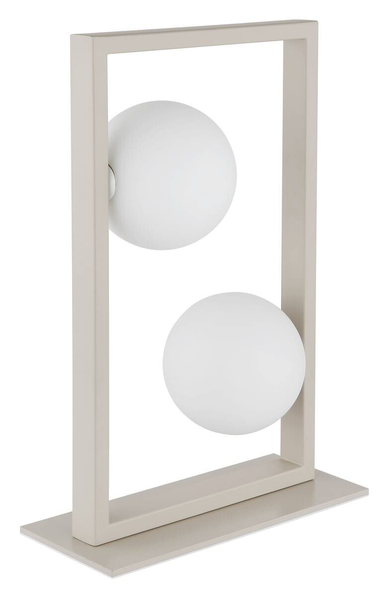 GLOBO Tischleuchte sand mattschwarz creme Glas Metall B/H/L: ca. 12x40x28 cm G9 2 Brennstellen