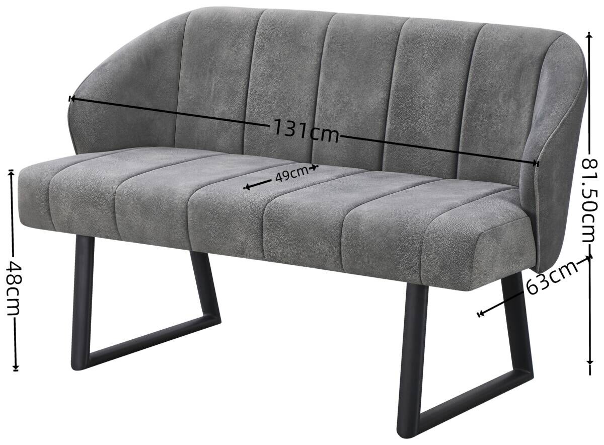 Polsterbank Sven grau B/H/T: ca. 131x81,5x63 cm