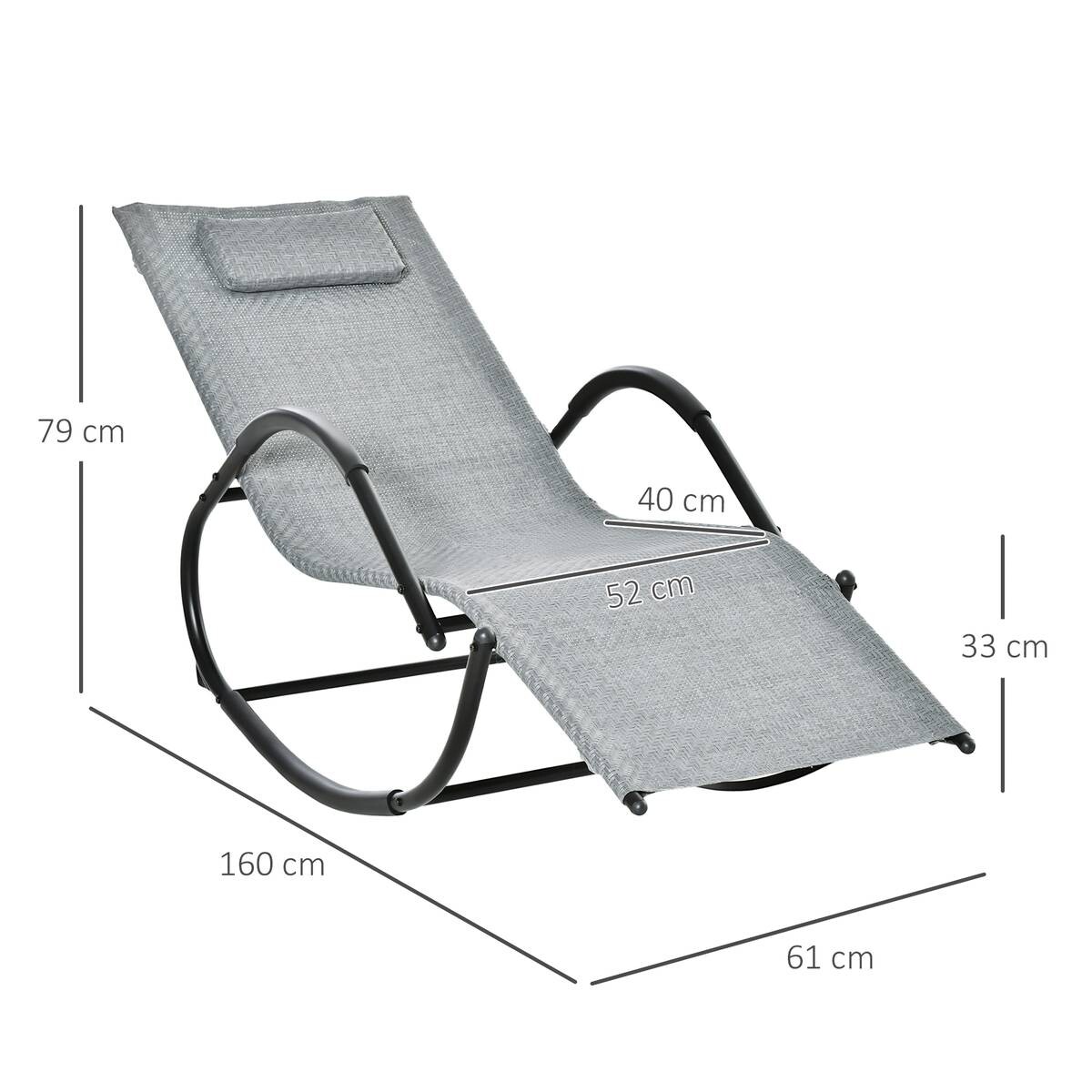 Outsunny Schaukelstuhl grau Metall B/H/L: ca. 160x79x61 cm