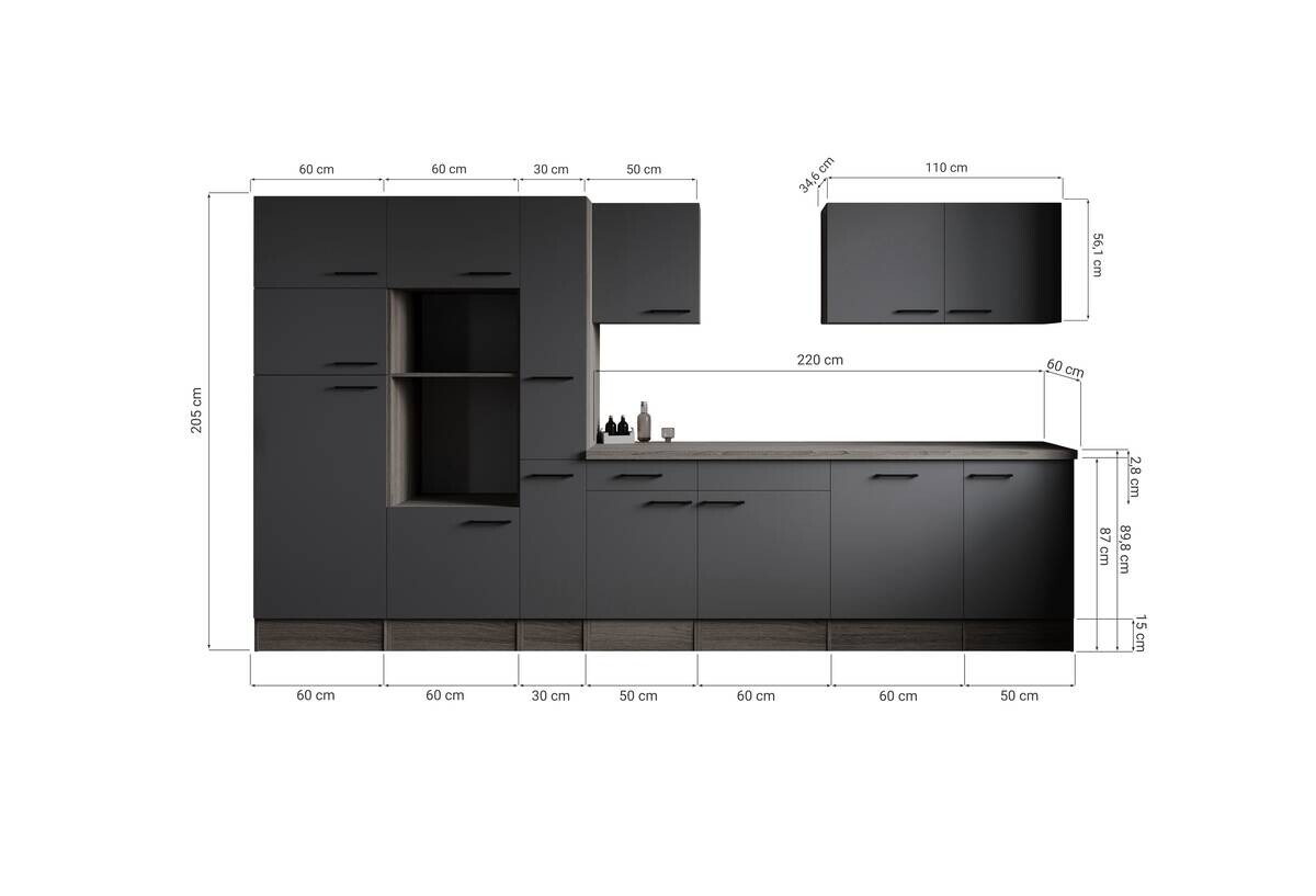 Küchenblock Oliver B/H/T: ca. 370x205x60 cm