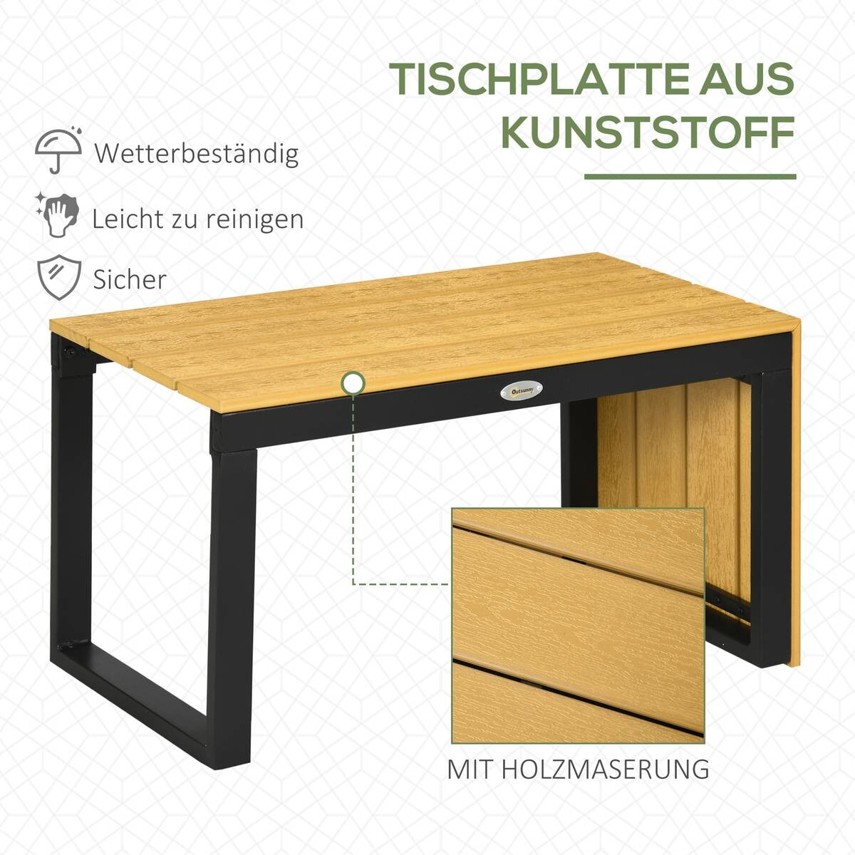 Outsunny Gartensitzgruppe hellgrau Aluminium B/H/L: ca. 78x72x150 cm