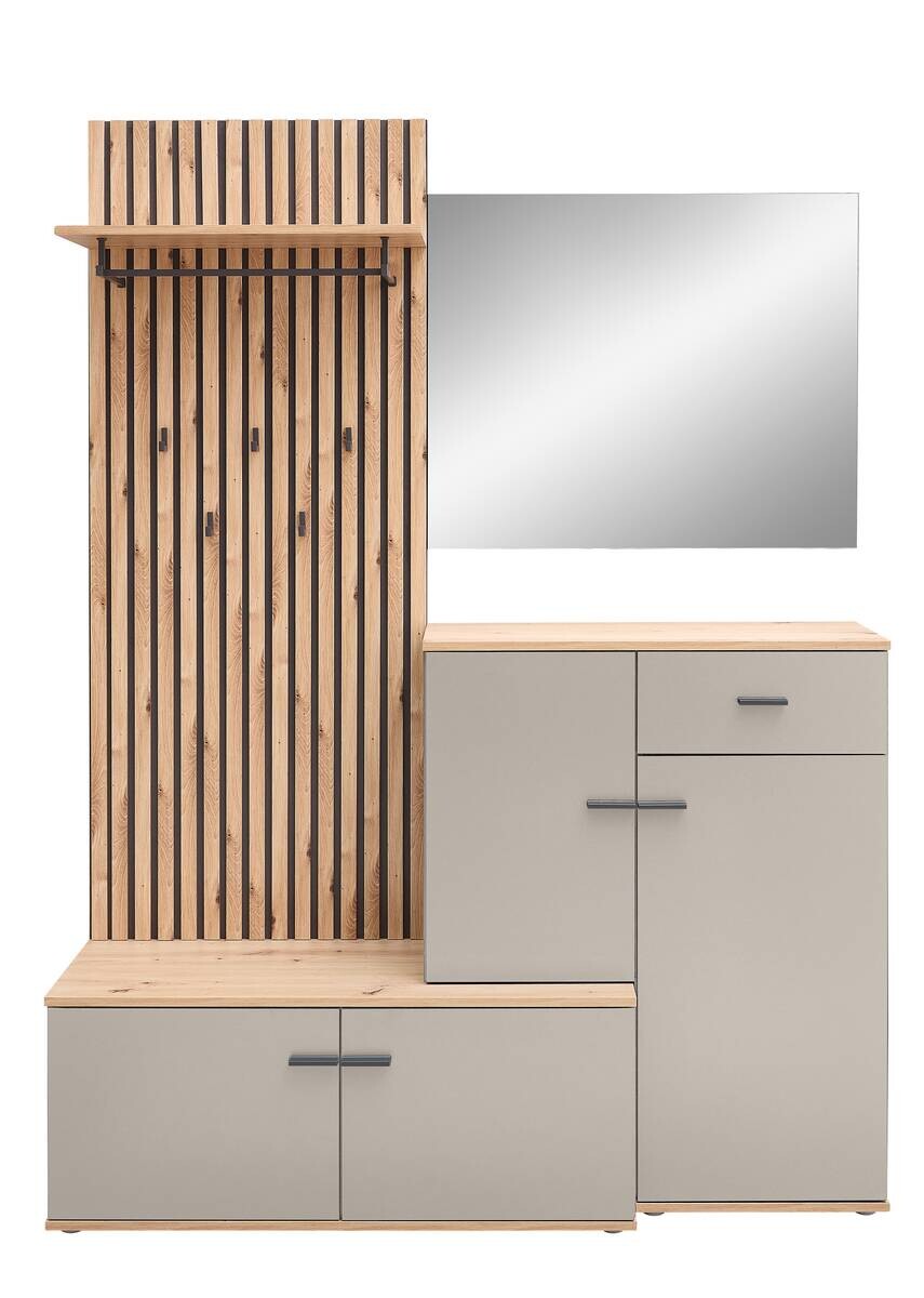 Kompaktgarderobe Fynn Eiche Artisan Nachbildung Kaschmir B/H/T: ca. 148x199x83 cm