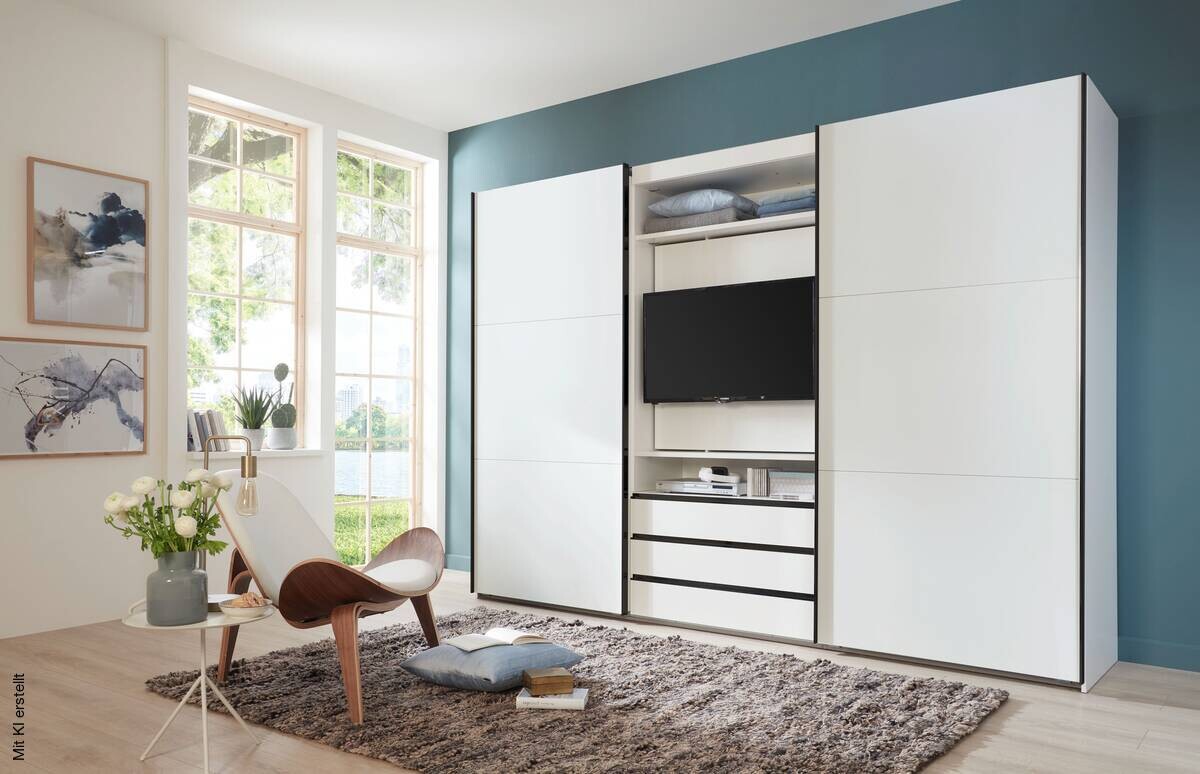 Schwebetürenschrank Magic weiß B/H/T: ca. 300x216x65 cm