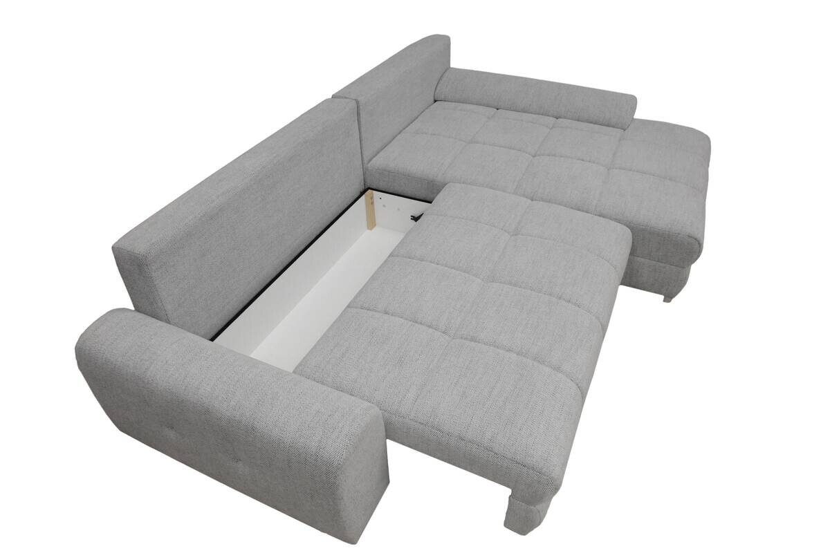 Ecksofa mit Bettfunktion und Bettkasten Lorenz grau Microfaser B/H/T: ca. 284x74x180 cm