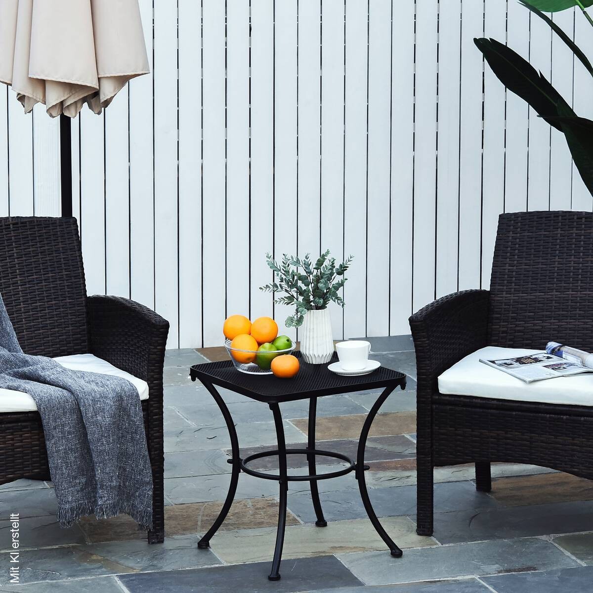 Outsunny Beistelltisch schwarz Metall B/H/L: ca. 45x50x45 cm