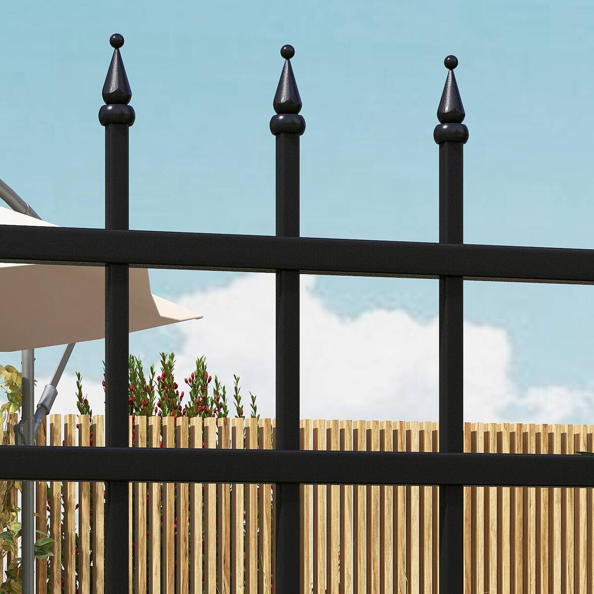 Outsunny Gartentor schwarz Edelstahl B/H/L: ca. 0,12x107x204 cm