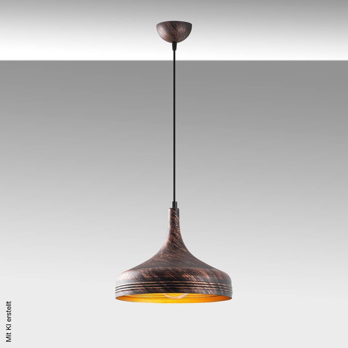 Opviq Pendelleuchte Kupfer B/H/T: ca. 30x123x30 cm E27 1 Brennstellen