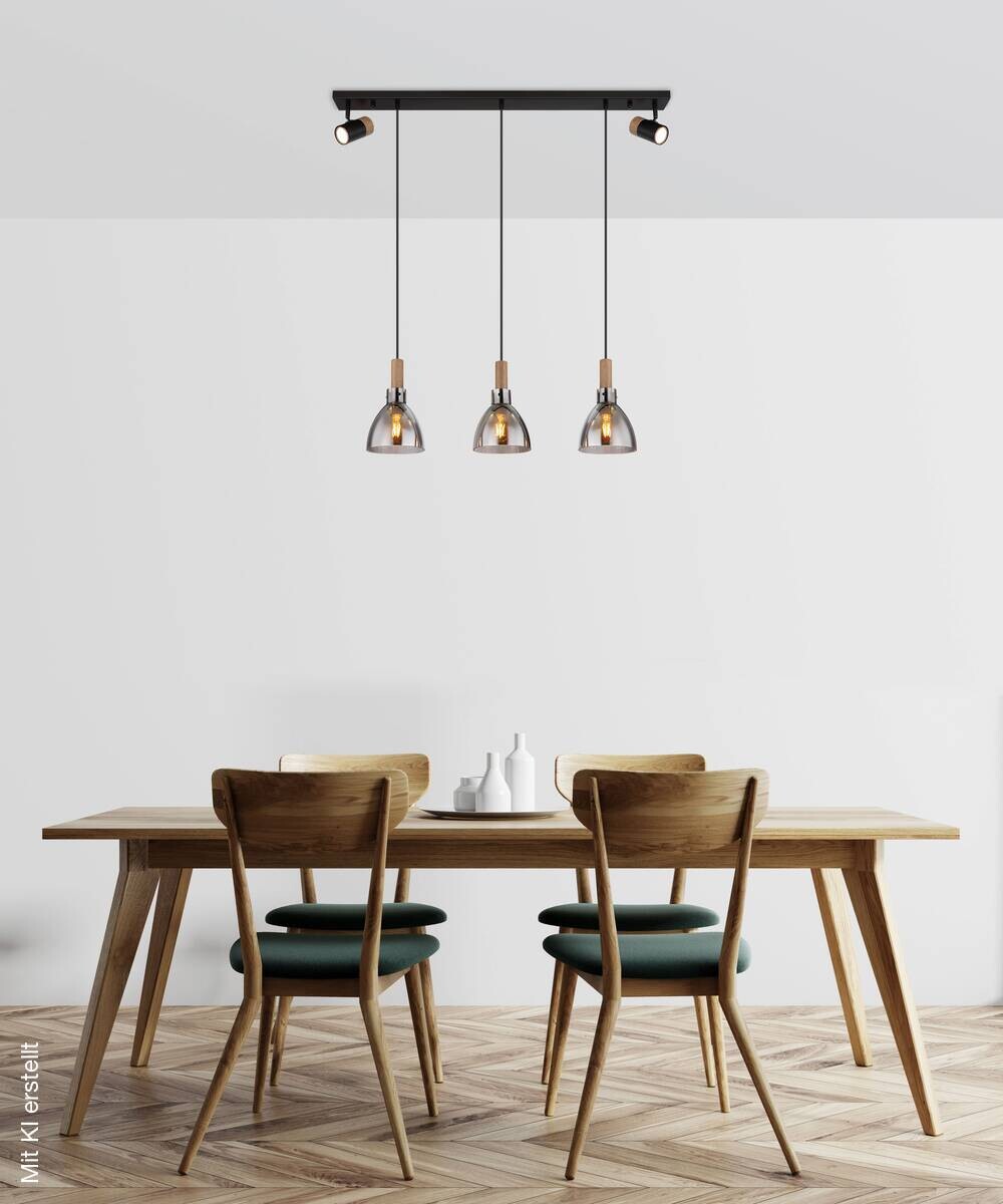 GLOBO Pendelleuchte dunkelbraun schwarz Metall MDF B/H/T: ca. 16x120x95 cm E27 3 Brennstellen